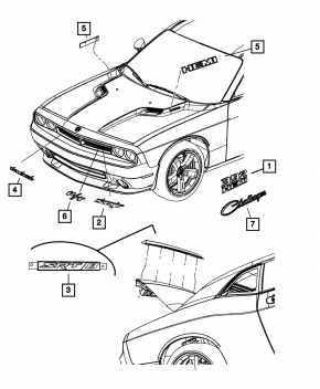 Эмблема решетки радиатора Dodge Challenger 09-14 надпись
