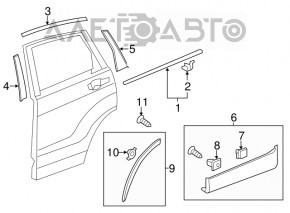 Накладка двери нижняя задняя левая Honda CRV 12-16 структура