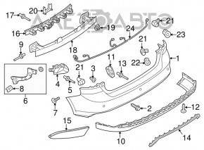 Крепление заднего бампера внутреннее правое Ford Focus mk3 15-18 рест 4d