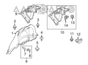 Ornamente montan spate dreapta sus, gri, zgâriat, Mazda CX-5 17-25