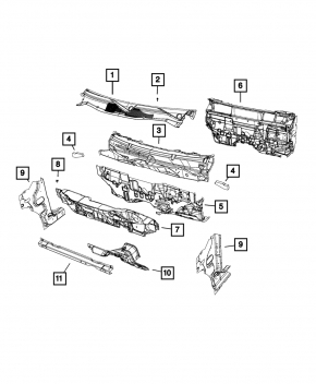 Поддон дворников металл Jeep Compass 11-14
