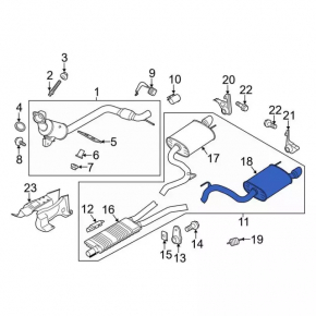 Выпускная трасса в сборе Ford Mustang mk6 15-23 2.3T резонатор с бочками