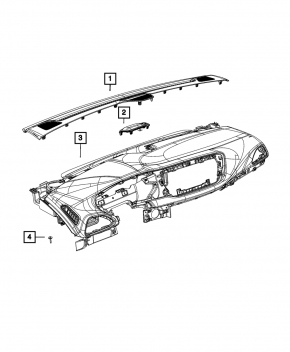 Торпедо передняя панель с AIRBAG Chrysler Pacifica 17-26 черная