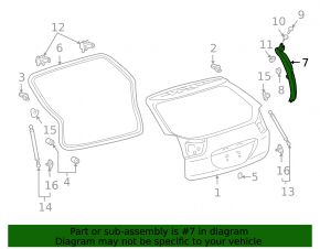 Уплотнитель двери багажника боковой правый Lexus RX300 RX330 RX350 RX400h 04-09