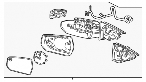 Зеркало боковое правое в сборе Chevrolet Malibu 16-25 3 пина, структура