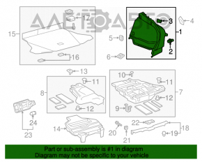 Обшивка арки левая Toyota Prius 50 16-19 FWD под запаску, черная, затерт пластик