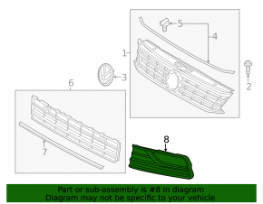 Grila bara fata stanga VW Passat b8 16-19 SUA sub PTF