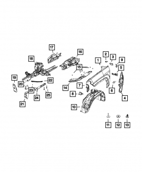 Garnitură aripă capotă-stânga Jeep Compass 17- nou original