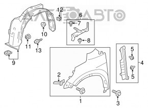 Suport aripi dreapta față Honda CRV 12-16