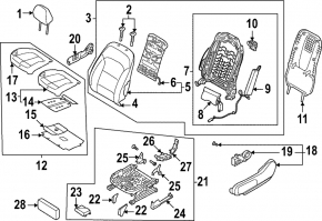 Tapițeria spătarului scaunului șoferului la Hyundai Ioniq 5 22-26 este din material textil negru