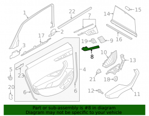 Молдинг обшивки двери задней правой Audi A4 B9 17-25 под серое дерево eiche grau natural