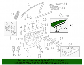 Panou ornamental ușă față stânga Mercedes W213 E 17-23, lemn structural negru, cu grilă difuzor Burmester, suport rupt