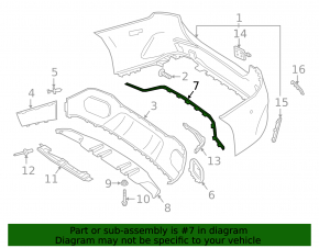 Bandă bară spate Mercedes Clasa A V177 19-22, negru lucios, pachet AMG