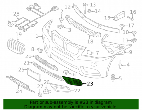 Grilă inferioară bara de protecție față dreapta BMW X3 F25 13-14 pachet M