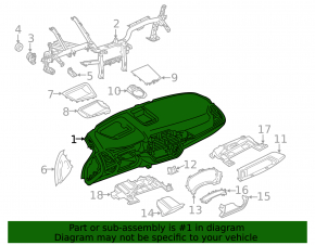 Торпедо передняя панель без AIRBAG BMW X3 G01 22-24 черное, под проекцию