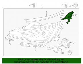 Крепление фары левое Hyundai Elantra AD 19-20 под LED и галоген + LED DRL
