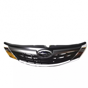 Решетка радиатора grill в сборе Subaru Impreza 08-08 черная, хром молдинг, с эмблемой