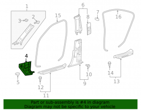 Накладка передней стойки нижняя правая Lexus LS460 LS600h 07-17 черн