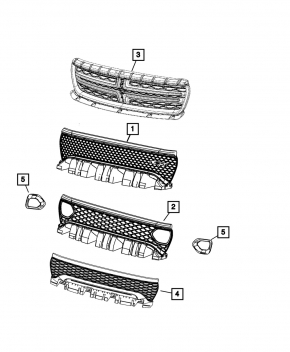 Решетка радиатора grill Dodge Charger 15-23 рест R/T, SRT