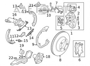 Kit mecanism frână de mână spate stânga pentru Porsche Cayenne 19-26