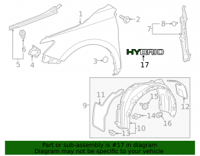 Эмблема крыла hybrid левая Toyota Camry v55 15-17 usa