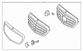 Решетка радиатора в сборе grill Mercedes W213 E 300/350/400/450 17-20 без радара под камеру, Luxury