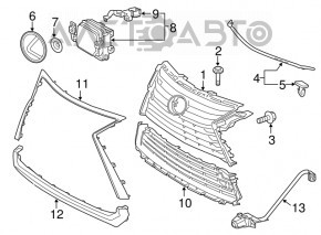 Решетка радиатора grill верхняя Lexus RX350 RX450h 16-19