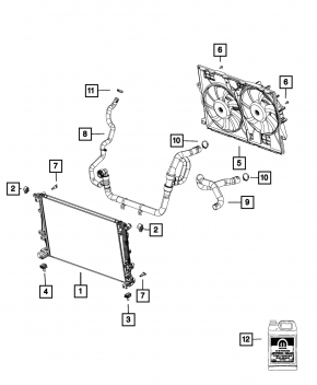 Патрубок охлаждения нижний Jeep Cherokee KL 14-18 2.4