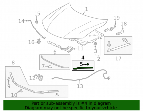 Уплотнитель капота правый Honda Accord 13-15 2d