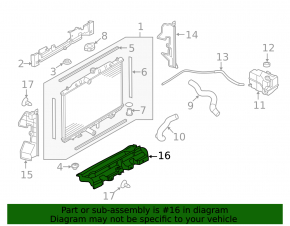 Deflector inferior al radiatorului Nissan Rogue 17-20 sub jaluzele