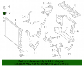 Подушка радиатора левая верхняя Mercedes CLA 14-19 с креплением, резина + пластик