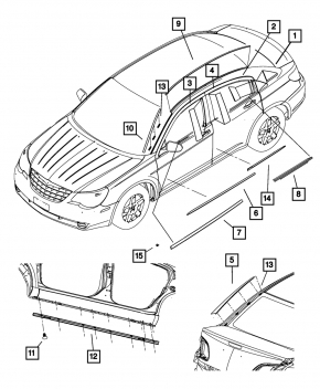 Накладка двери боковая задняя правая передняя Chrysler 200 11-14