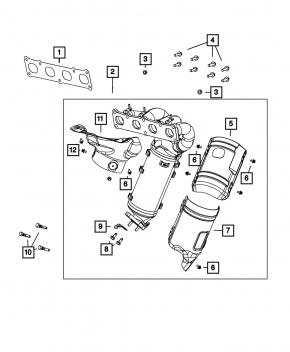 Colector de evacuare cu catalizator pentru Chrysler 200 15-17 2.4