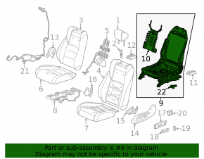Водительское сидение Honda Accord 18-22 без airbag, электро, ткань черн
