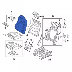 Пассажирское сидение Ford Mustang mk6 15-23 без airbag купе GT 50th Anniversary кожа черн стрель