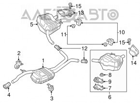 Capăt tobă dreapta pentru Audi A6 C7 16-18 cromat, îndoit