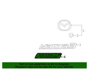 Эмблема надпись SKAYACTIV крышки багажника Mazda 3 14-18 BM