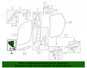 Накладка передней стойки нижняя левая Toyota Sequoia 08-16 черн, потерта