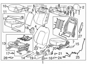 Водительское сидение Buick Encore 13-16 без airbag, ткань сер