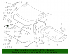 Отбойник капота внутренний Land Rover Range Rover Velar 18-23