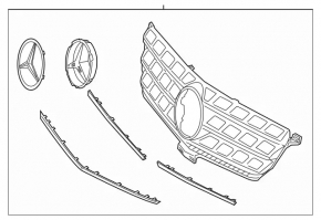 Решетка радиатора grill Mercedes W166 ML 12-15 без радара