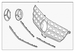 Решетка радиатора grill Mercedes W166 ML 12-15 без радара
