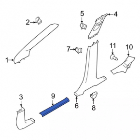 Накладка порога передняя левая Ford Focus mk3 11-18 черная