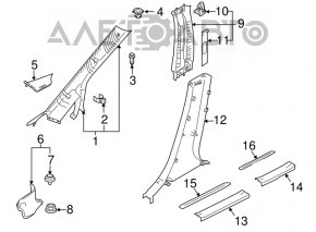 Накладка порога задняя правая внутренняя Mazda CX-7 06-12 серая, потерта