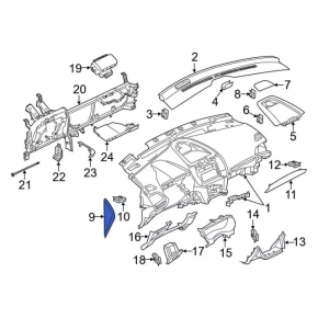 Накладка передней панели боковая правая Ford Edge 15-24 черная