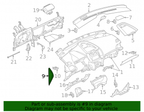 Накладка передней панели боковая правая Ford Edge 15-24 черная