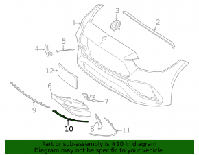 Bandă bară față stânga jos Mercedes Clasa C W206 300 22-25 AMG pachet, cromată