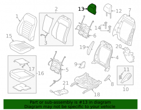 Подголовник передний левый Ford Fusion mk5 13-16 ткань, черная