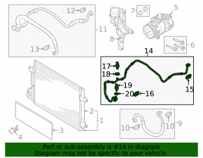 Трубка кондиционера печка-конденсер VW Passat b8 16-19 USA 1.8T