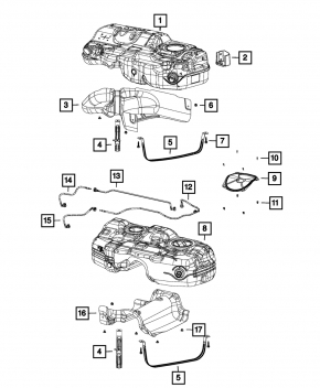 Топливный бак Jeep Cherokee KL 14-23 AWD